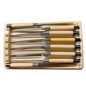 8 pc Steak Knives Carvel Hall By Briddell Ivory Cream Color Bakelite Handles